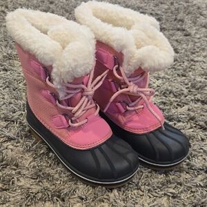 Cat & Jack Pink and Black Kids Snow Boots